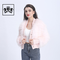 Manteau de fourrure rose pour femmes, magnifique fourrure de raton laveur tricotée avec papillon, Cardigan en vraie fourrure, pull tricoté,
