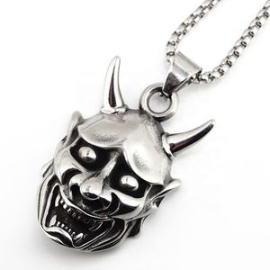 Joyería Zoryn para Hombre, Collar con Colgante de Máscara Hannya Japonesa Gótica de Acero Inoxidable, Venta al por Mayor, Tamaños Grande y Pequeño - Product Image 2