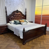 Ensemble de chambre à coucher classique américain en bois massif à prix avantageux, taille King & Queen, pour la maison, l'hôtel et la villa