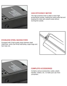 Açık veranda bahçe kamp barbekü barbekü tükürmek kavurma Rotisserie tavuk elektrikli izgaralar makinesi