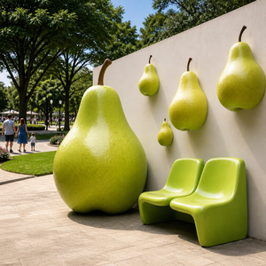 Escultura de <span class=keywords><strong>Pera</strong></span> de Resina de Fibra de Vidrio Personalizada, Gran Decoración de Jardín para Exteriores, Estatua Artística de FRP Colorida con Temática de Frutas para Patio - Product Image 1