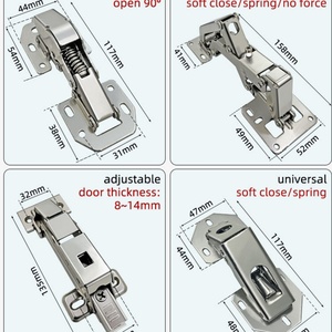 Charnière dissimulée à fermeture douce de 5 pouces, à 90 degrés, hydraulique, pour armoires de cuisine, pour une utilisation dans les écoles, les hôpitaux et les chambres - Product Image 6