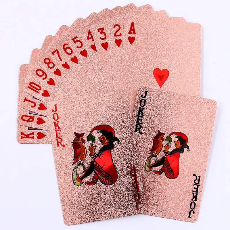 High Quality Factory Price Custom Waterproof 100% PVC Poker Cards Printed Rose Gold Playing Cards Plastic