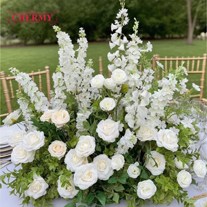 Serie foresta CM-TW018 matrimonio corridoio di fiori <span class=keywords><strong>rosa</strong></span> <span class=keywords><strong>rosa</strong></span> artificiale corridoio verde corridore di fiori per la decorazione d'ingresso - Product Image 4