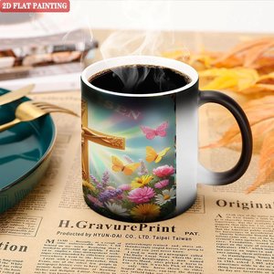 He Is Risen 2D Flat Painting <b>Ceramic</b> <b>Mug</b> 11oz Heat Changing Cup Religious Gift - Product Image 5