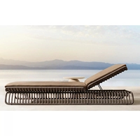 Chaise longue en rotin, mobilier de luxe, hôtel, Villa, extérieur, personnalisé, en aluminium, confortable, plage, marron clair