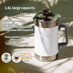 Tazze da viaggio per esterni 304 in acciaio inox per caffè francese a forma di pentola semplice moda con filtro isolante a freddo - Product Image 6