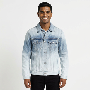 Custom Logo Printed Outdoor Pullover <b>Men</b> <b>Denim</b> <b>Jackets</b> Winter Fabric Made In Pakistan - Product Image 1