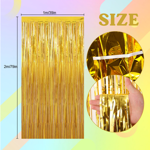 Glossy Metallic Tinsel Foil Fringe Curtain 1x2m Self Adhesive Photo Booth Backdrop for Birthday <strong>Wedding</strong> Party Decoration - Product Image 3