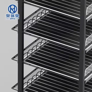 Kệ siêu thị hai mặt kim loại trọng lực thức ăn Con lăn Giá trượt Hệ thống kệ cho kho lưu trữ Kệ trưng bày - Product Image 3