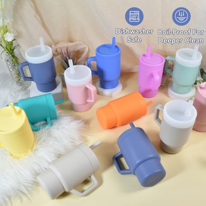 9oz Silicone Kids Tumbler <b>Cups</b> <b>with</b> <b>Straw</b> and Handle Toddler <b>Straw</b> <b>Cup</b> Leakproof Children Drinking <b>Water</b> <b>Cup</b> - Product Image 5