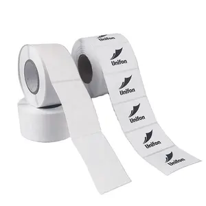 Unifon Thermal Label Blank Printed Self Adhesive Sticker White Barcode Thermal Label Roll