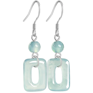 Pendientes Geométricos Cuadrados de Jadeíta Azul Agua Natural Genuina Grado A, Plata S925, Jadeíta Grado Hielo, Únicos para Niños - Product Image 5