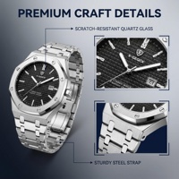 X-GEQCK Nouvelle montre automatique pour homme à trois yeux et six aiguilles, phase de lune, bracelet en acier inoxydable, montres de luxe pour la mode masculine