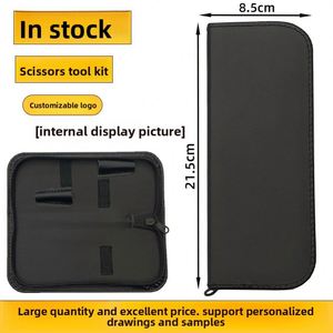Hairdressing Scissors <b>Storage</b> Bag <b>for</b> Barbers <b>Black</b> Leather <b>Box</b> with Zipper Closure Wholesale Kit - Product Image 2