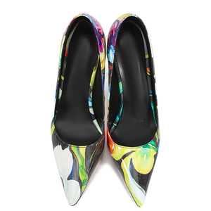 Escarpins colorés sexy à bout pointu et talon fin pour femme, chaussures habillées à coupe large, grande taille 45 - Product Image 6