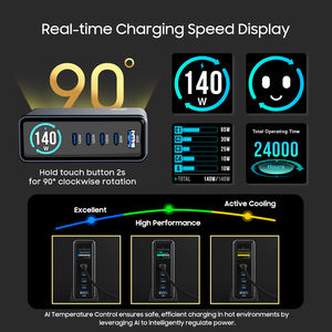 <span class=keywords><strong>Chargeur</strong></span> de bureau 140W USB-C à charge rapide <span class=keywords><strong>avec</strong></span> affichage PD3.1 PD Adaptateur de <span class=keywords><strong>chargeur</strong></span> de téléphone portable universel Gan 140W <span class=keywords><strong>Chargeur</strong></span> rapide Type C - Product Image 4
