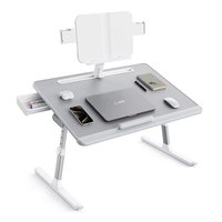 SAIJI Bureau en cuir XXL Table d'ordinateur portable réglable Super stabilité Table pliante Lapdesk Premium avec support pour l'étude