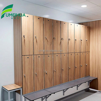 Meubles de bureau - Armoire de rangement à 8 portes assemblée - Revêtement compact HPL - Serrure à clé - Pour le lieu de travail, la salle de sport - Prix d'usine