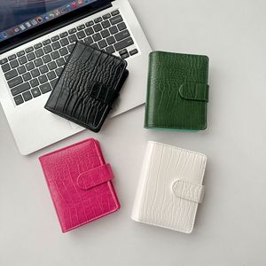 Cahier Macaron A7 Texture Crocodile Classeur en cuir extérieur 6 anneaux Couverture rigide pour l'école ou le bureau Style d'affaires à la mode - Product Image 1