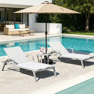 Chaise longue de loisirs en alliage d'aluminium pour extérieur, idéale pour villas, cours, piscines, hôtels, maisons d'hôtes et plages - Product Image 2