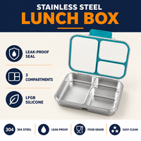 Boîte à bento Risheng OEM ODM, mignonne, légère, compatible micro-ondes, sans BPA, avec couvercle en plastique, 3 compartiments, pour nouveau-nés et tout-petits, anti-fuite, pour aliments