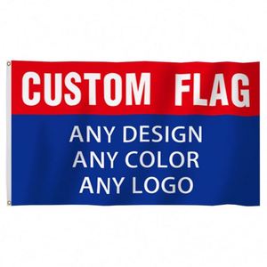 Wholesale 100D Polyester Custom Flags <b>Banners</b> Vivid Blue and Red Colors in Different Sizes - Product Image 5