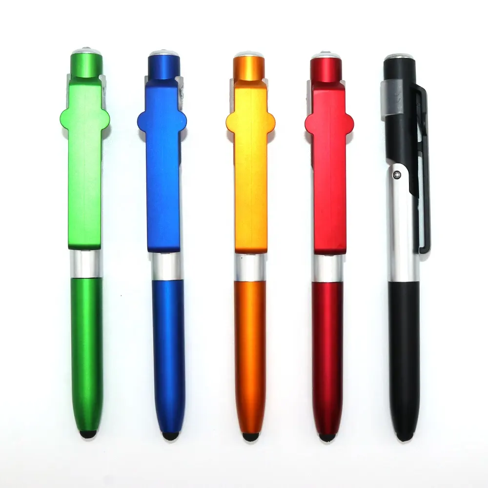 Hot-bán 5 Trong 1 Đa Chức Năng Ánh Sáng Bút Cảm Ứng Stylus Ballpoint Pen Với Người Giữ Điện Thoại Cho Món Quà Tùy Chỉnh Bút Bi