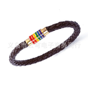Leather Braided <b>Bracelet</b> 6Mm Single Layer Rainbow Magnetic Clasp Unisex Gift Jewelry Yiwu Origin - Product Image 4