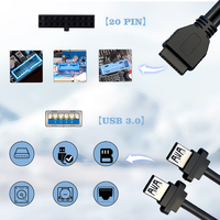Cable de Extensión USB 3.0 Tipo-A Hembra de 20 Pines a 2 Puertos USB 3.0 Tipo-A para Montaje en Panel Frontal, Precio de Fábrica al por Mayor