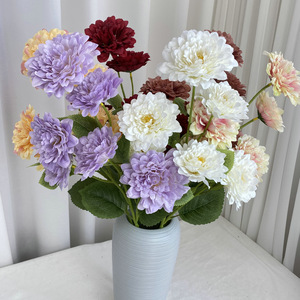 ดอกไม้ยี่ยี่ ซีรีส์สีม่วงยุโรป ดอกเบญจมาศหกหัว ขนาด 30 ซม. 100 ซม. ดอกไม้ประดิษฐ์สำหรับตกแต่งบ้าน - Product Image 1
