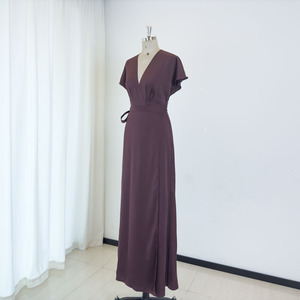Abbigliamento per adolescenti firmato abito nero avvolgente personalizzato da donna abiti da sera con maniche <span class=keywords><strong>vestaglia</strong></span> per damigella d'onore - Product Image 6