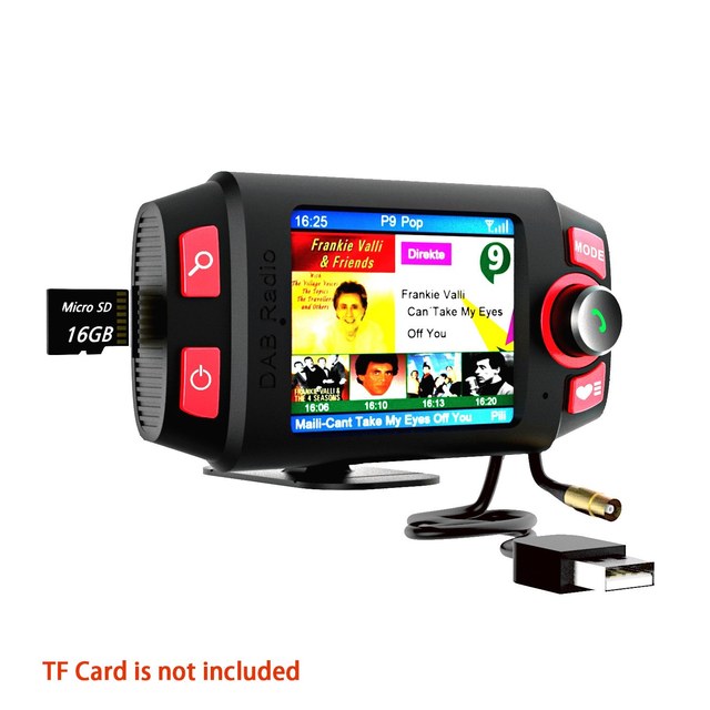 Car DAB/DAB+FM Radio Adapter 2.4''LCD BT FM Transmitter Handsfree Call Music Receiver,AUX IN/OUT,Dual USB Ports,TF Card Play