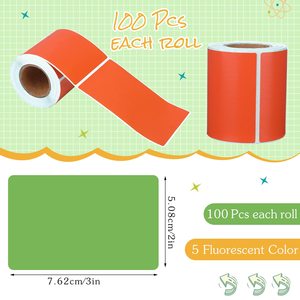 ม้วนฉลากความร้อนเรืองแสงสีสด สติกเกอร์กาวติดรหัสสี ป้ายกระดาษกันน้ำ สำหรับคลังสินค้า ซูเปอร์มาร์เก็ต สำนักงาน - Product Image 2