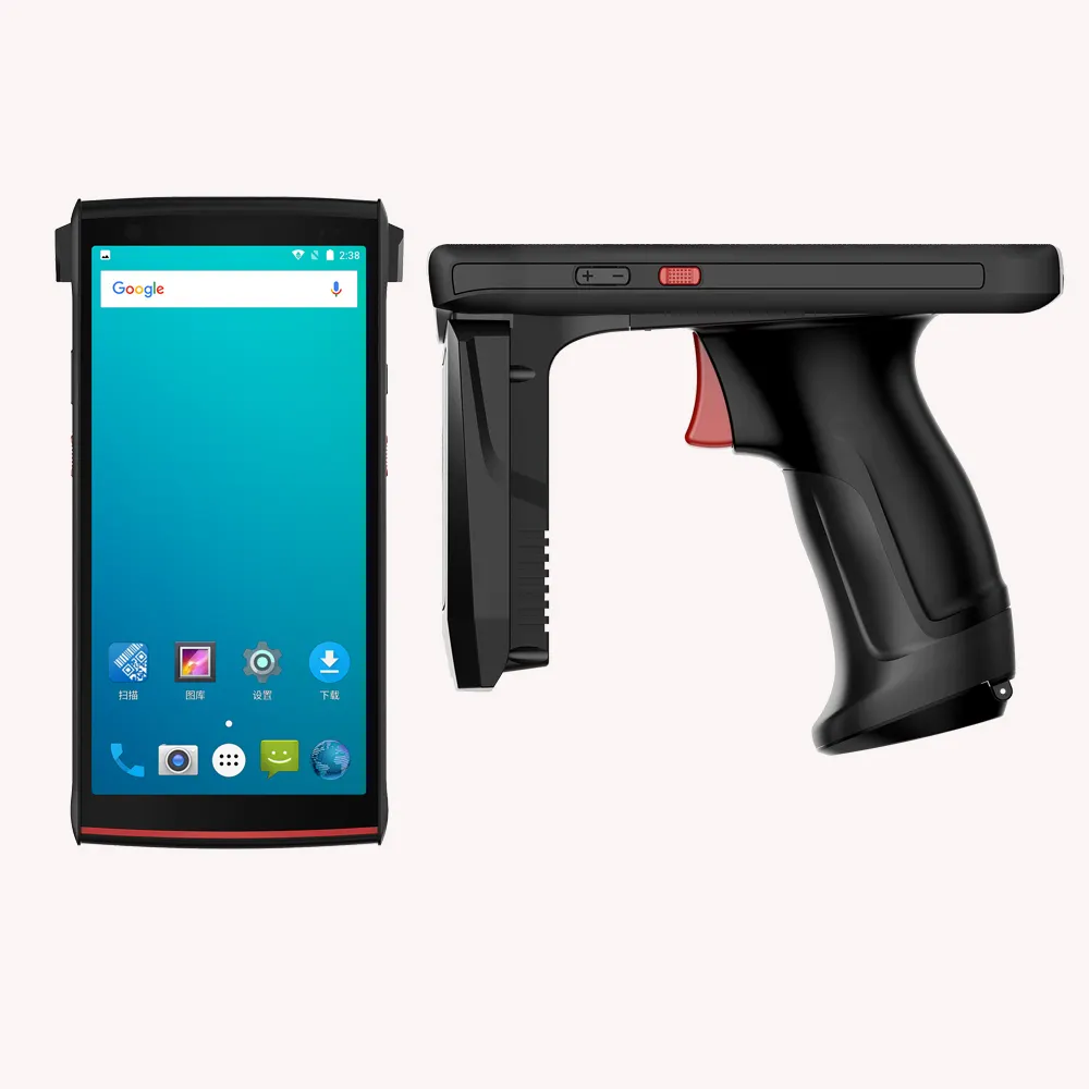 Rfid Android UHF Handheld Mit 2D/ QR/ 1D Scanner, IP65 Robuster ergonomischer Pistolen griff 2D Barcode Scanner Reader