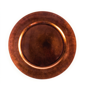 Assiette de service en cuivre massif bronze antique, finition vintage, base de table pour la restauration rustique et la décoration patrimoniale - Product Image 1
