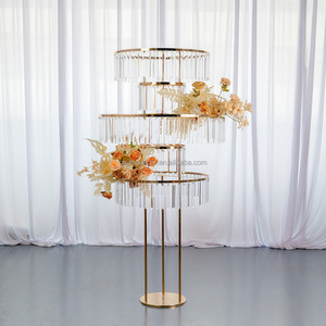 <span class=keywords><strong>Vasi</strong></span> di fiori alti di livello 3/5 in metallo cristallo d'oro basamento di fiori matrimonio centrotavola decorazioni - Product Image 4