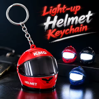 Porte-clés Casque Moto 3D Mini Lumineux, Porte-clés Casque avec Lumière d'Avertissement Nocturne, Cadeau pour Motards, Idées Cadeaux Voiture
