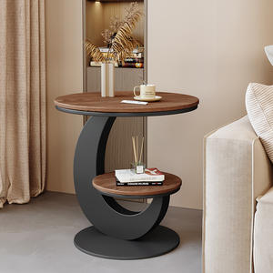 Mesa Auxiliar Redonda de Madera con Estante de Almacenamiento para Sala de Estar, Dormitorio y Uso Doméstico - Product Image 5