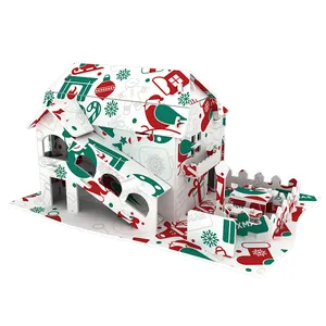 아이를 위한 소형 디자이너 장난감 색칠 게임 크리스마스 3D 집 마분지