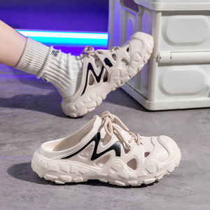 Sandales à enfiler unisexes pour l'été, chaussures aquatiques d'extérieur respirantes, antidérapantes, semelle souple en EVA de 3,5 cm d'épaisseur, blanc, noir, gris - Product Image 4