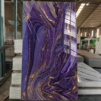 Panneau mural en PVC UV fin effet marbre avec finition dorée pour revêtement mural – Vente en gros