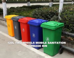 حاوية قمامة بلاستيكية متحركة بعجلات سعة 120 لتر، متوافقة مع معيار EN840، للاستخدام الخارجي في مراكز التسوق والمدارس والمستشفيات - Product Image 5