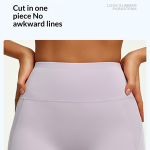 Shorts de Compresión de Punto con 80% Nailon y 20% Elastano, Sin Costura Delantera, Shorts de Yoga de Cintura Alta para Mujer, Logotipo Personalizado - Product Image 4