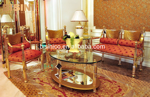 Sofá rojo y dorado Suite Salon, estilo italiano, mueble de salón - Product Image 3