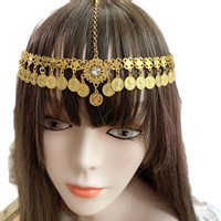 Chaîne de tête et de cheveux de style exotique avec un thème ethnique rétro et des pampilles à pièces pour femmes, vente en gros