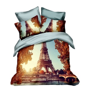 Bán Hot 3D Kỹ Thuật Số In Eiffel Tower Series 100% Cotton Hoặc Polyester Bộ Đồ Giường Đặt Customized Duvet Cover Set Oekotex Bedsheet - Product Image 1