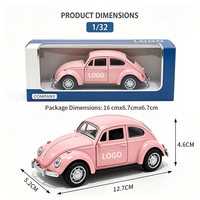 Modèle de voiture vintage rose 1:32 avec logo personnalisé pour souvenirs de mariage, véhicule rétro en alliage moulé sous pression, collection pour adultes à partir de 14 ans OEM
