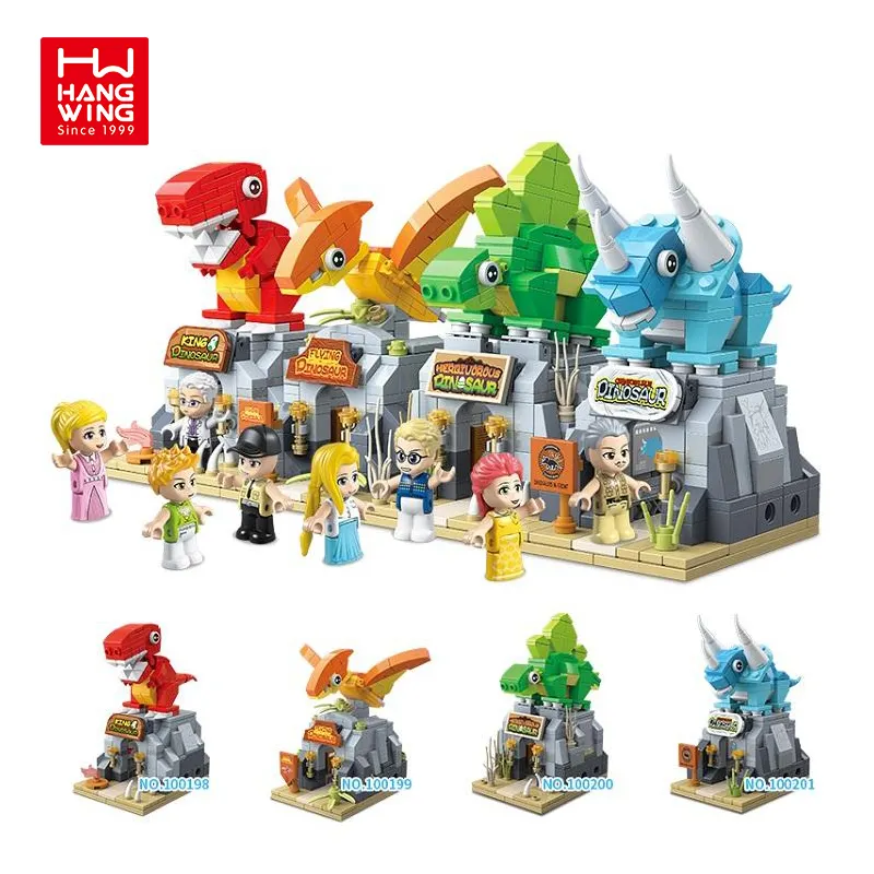 HW TOYS DIY Building Block Dinosaur Jurassic Mini Animal Blocks Compatible Legoes Dino Street Blocks With Figures