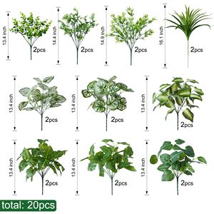 Feuilles artificielles en plastique vert avec tiges, plantes artificielles pour l'extérieur, pour la décoration du jardin, du patio, de la véranda et de la cour - Product Image 3